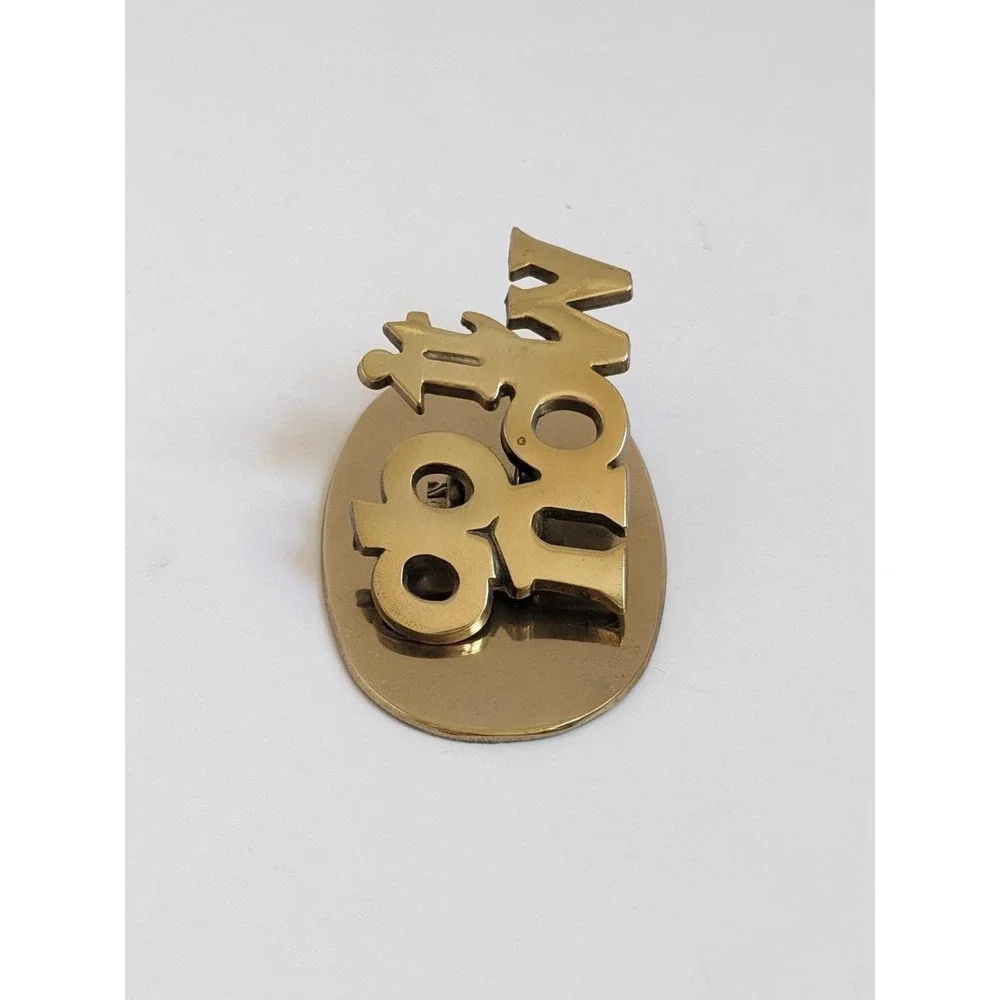 Vintage Solid Brass Do It Now Paper Clip Memo Holder Desk Accessory Mid Century